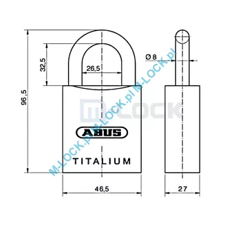 ABUS-86TI-45 TITALIUM / kłódka z wkładką DormaKaba PENTA - 7