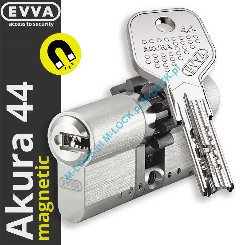 EVVA Akura 44 MAGNETIC - wkładka do zamka z zebatką, KONFIGURATOR - WSZYSTKIE WYMIARY