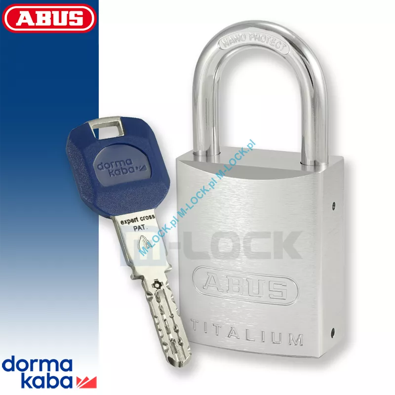 ABUS-86TI-45 TITALIUM / kłódka z wkładką DormaKaba EXPERT CROSS