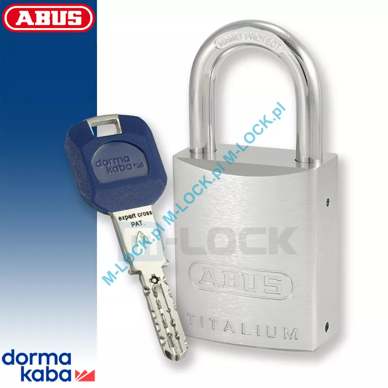 ABUS-86TI-45 TITALIUM / kłódka z wkładką DormaKaba EXPERT CROSS