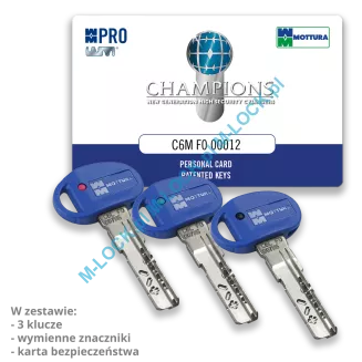 MOTTURA Champions PRO 31/41G1ZN (72 mm), wkładka patentowa z pokrętłem do drzwi WITEX Super-Lock - 4