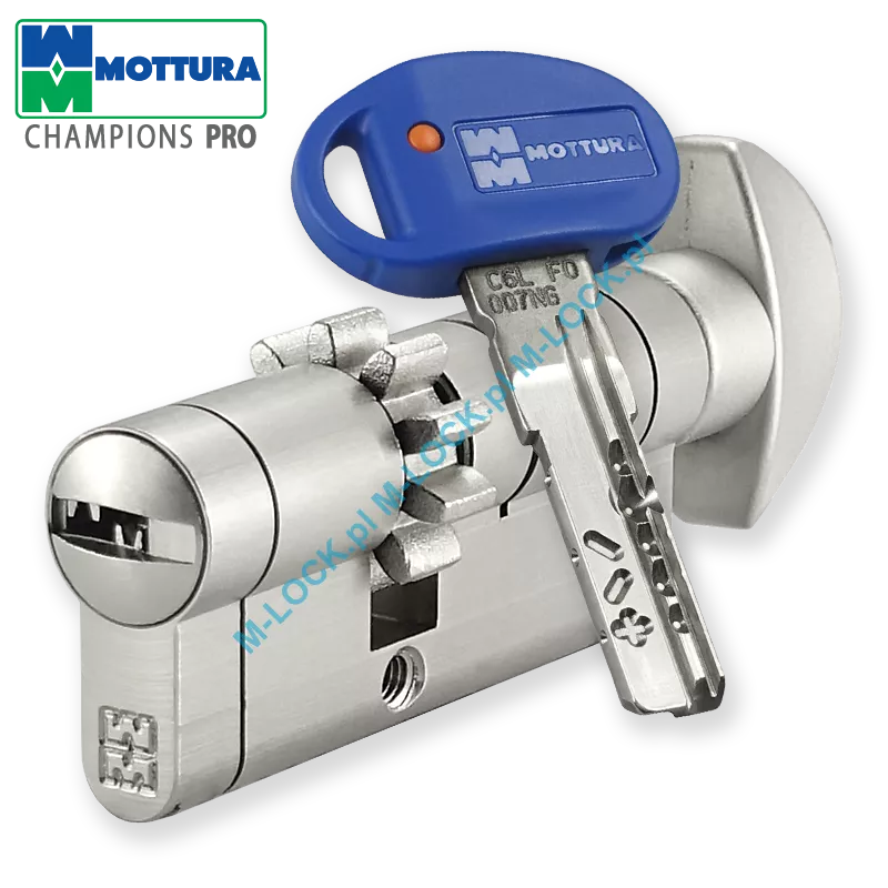 MOTTURA Champions PRO 31/41G1ZN (72 mm), wkładka patentowa z pokrętłem do drzwi WITEX Super-Lock