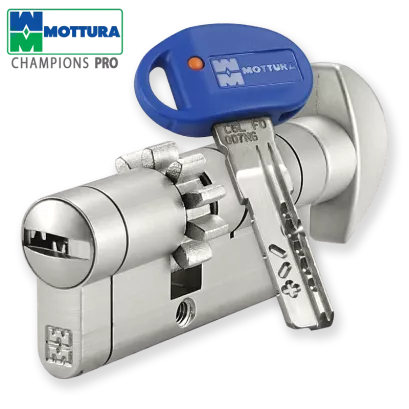 MOTTURA Champions PRO 31/41G1ZN (72 mm), wkładka patentowa z pokrętłem do drzwi WITEX Super-Lock