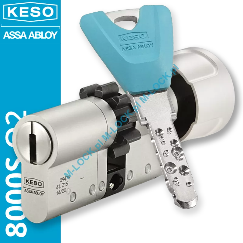 KESO 8000S Omega2 - wkładka patentowa z zębatką i pokrętłem, kolor: nikiel, kolorowe klucze (konfigurator)