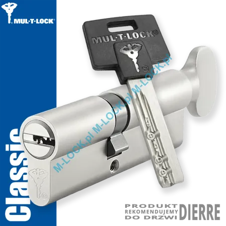 MUL-T-LOCK Classic 40/50G1NN (90 mm), wkładka patentowa z gałką do drzwi Dierre