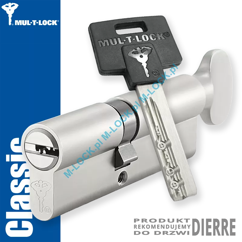 MUL-T-LOCK Classic 40/50G1NN (90 mm), wkładka patentowa z gałką do drzwi Dierre
