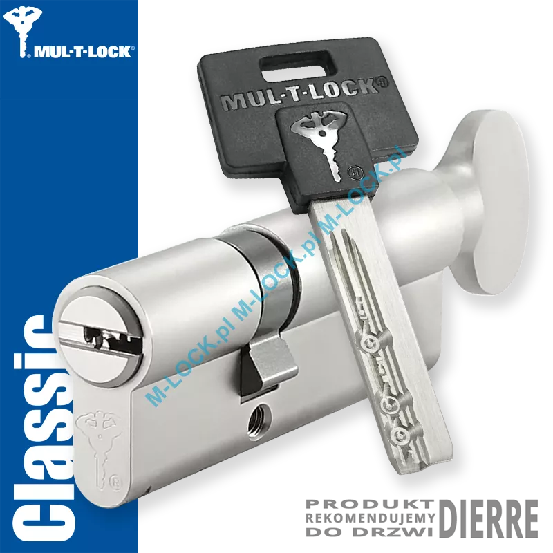 MUL-T-LOCK Classic 31/50G1NN (81 mm), wkładka patentowa z gałką do drzwi Dierre