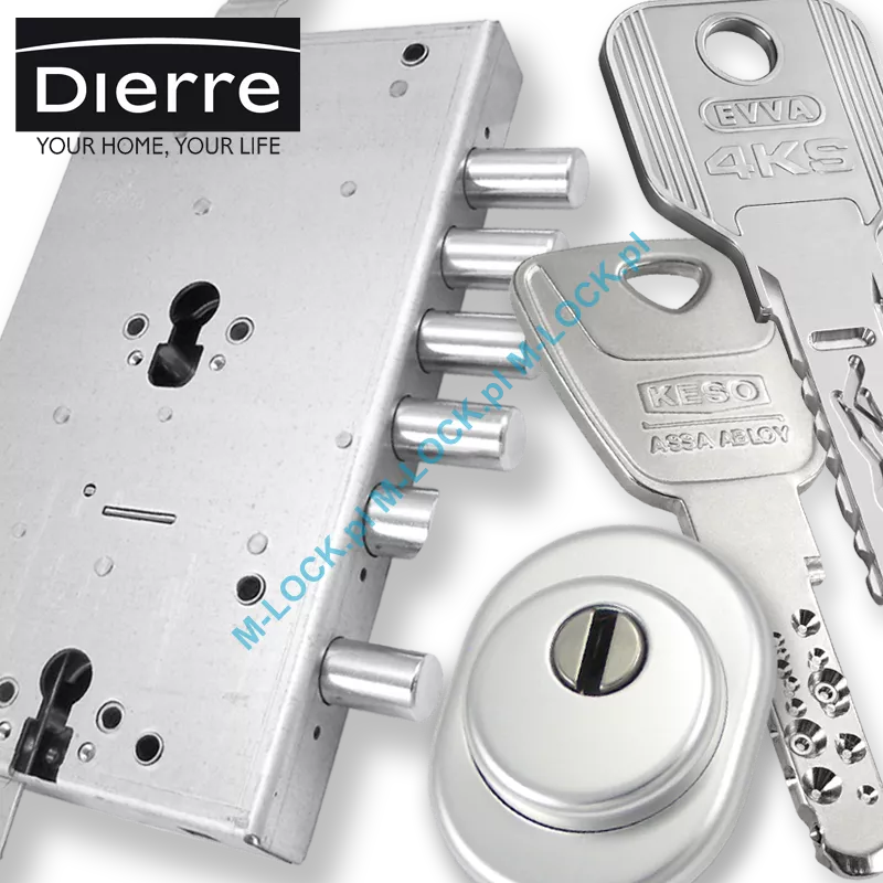 ZESTAW Nr 448A do drzwi Dierre - EVVA 4KS + KESO 8000S (montaż Warszawa)