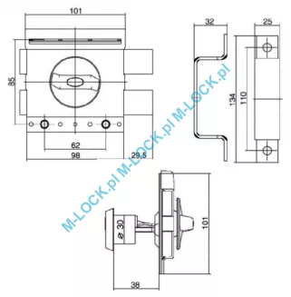GERDA ZX-1000, zamek nawierzchniowy z cylindrem KESO 10RS Omega (kolor: grafit) - 6
