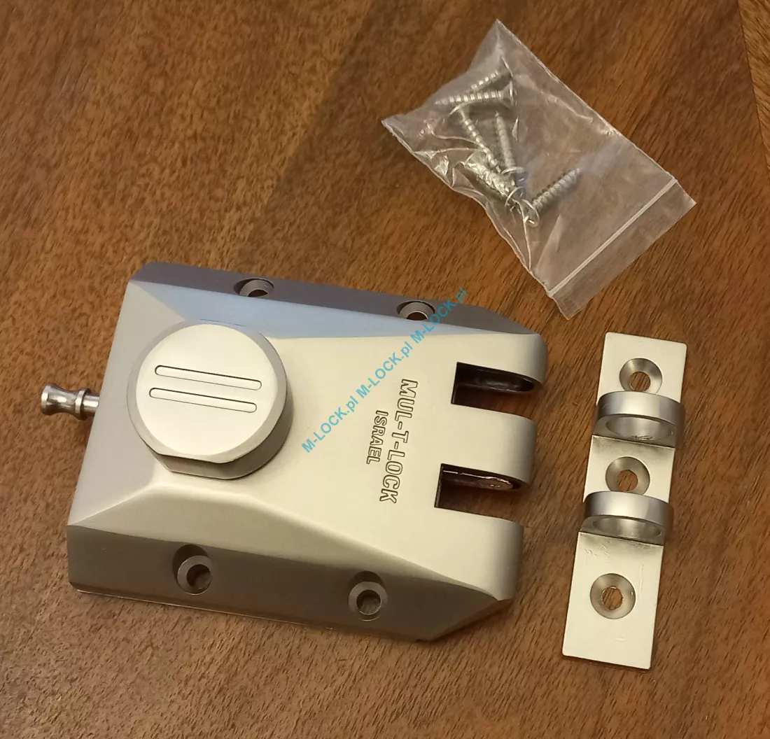 MUL-T-LOCK Deadlock 02-SAT, zamek nawierzchniowy (kolor: nikiel satyna), bez cylindra