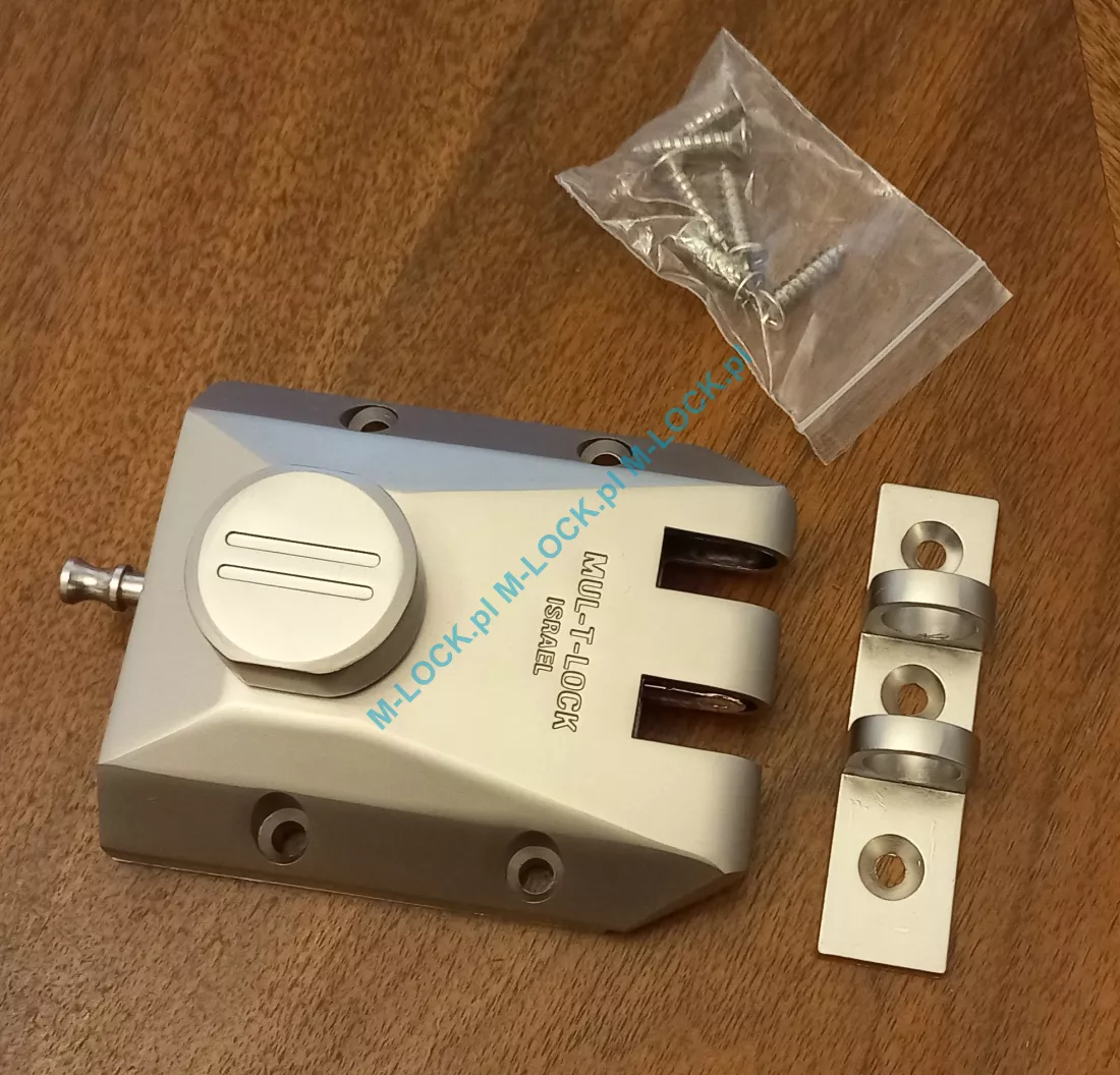 MUL-T-LOCK Deadlock 02-SAT, zamek nawierzchniowy (kolor: nikiel satyna), bez cylindra