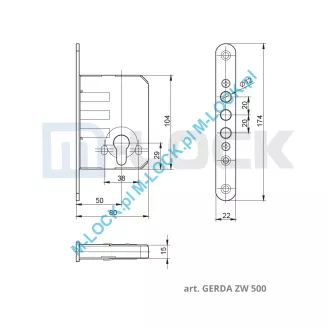 GERDA ZW-500N, zamek dodatkowy-wpuszczany - 4