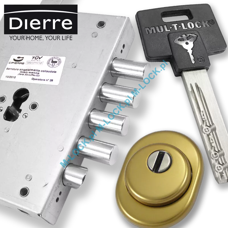 ZESTAW Nr 105B do drzwi Dierre - MUL-T-LOCK Classic (montaż Warszawa)