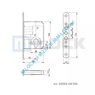 GERDA ZW-550N, zamek dodatkowy-wpuszczany - 4