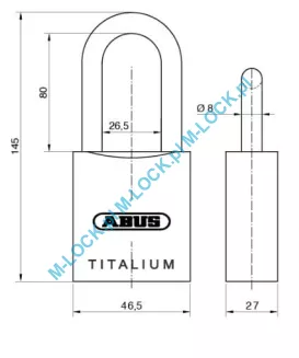 ABUS-86TI-45/HB80 TITALIUM / kłódka z wkładką ABUS D10PS - 8