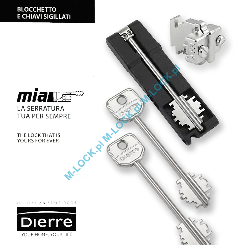 MIA 3230-3, wkładka do drzwi DIERRE (2 klucze 107 mm + klucz składany)