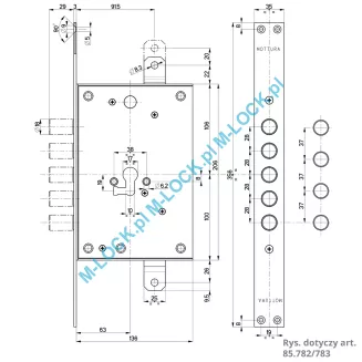 MOTTURA 85.782, zamek jednopunktowy na wkładkę (bez funkcji klamki) - 2