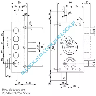 MOTTURA 20.517 zamek na klucz dwupiórowy z zatrzaskiem - 6