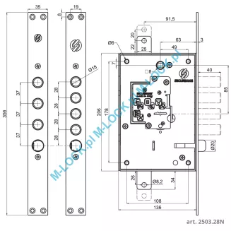 SECUREMME 2503.28N zamek centralny-rozporowy (z modułem kluczowym) - 2
