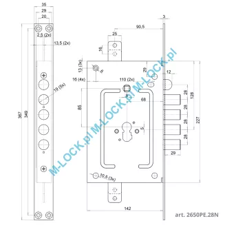 CR Serrature 2650PE.28N/85 zamek centralny-rozporowy - 2