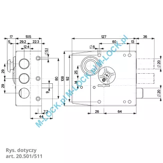 MOTTURA 20.511 zamek na klucz dwupiórowy z zatrzaskiem - 6