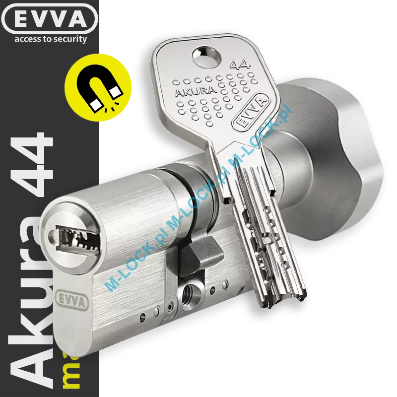 EVVA Akura 44 MAGNETIC - wkładka do zamka z pokrętłem, KONFIGURATOR - WSZYSTKIE WYMIARY