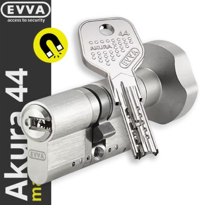 EVVA Akura 44 MAGNETIC - wkładka do zamka z pokrętłem, KONFIGURATOR - WSZYSTKIE WYMIARY