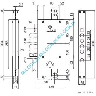 S.A.B. 1612.28N  zamek centralny-rozporowy, dwusystemowy - 3
