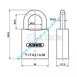 ABUS-86TI-55 TITALIUM / kłódka bez wkładki - 6