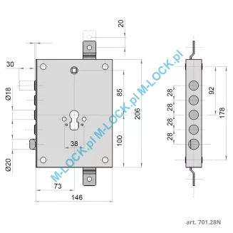 CIPIERRE 701.28N, zamek do drzwi DIERRE ASSO 5 - 2