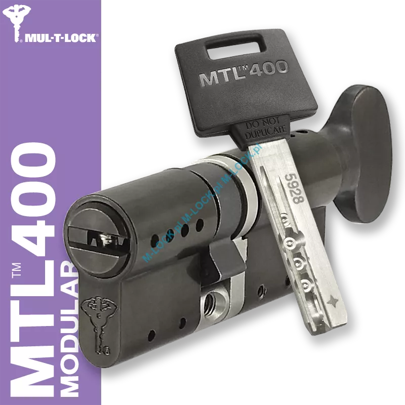 MUL-T-LOCK MTL 400 Modular / Classic PRO 31/40G1NB (71 mm), wkładka patentowa z pokrętłem - black nickel