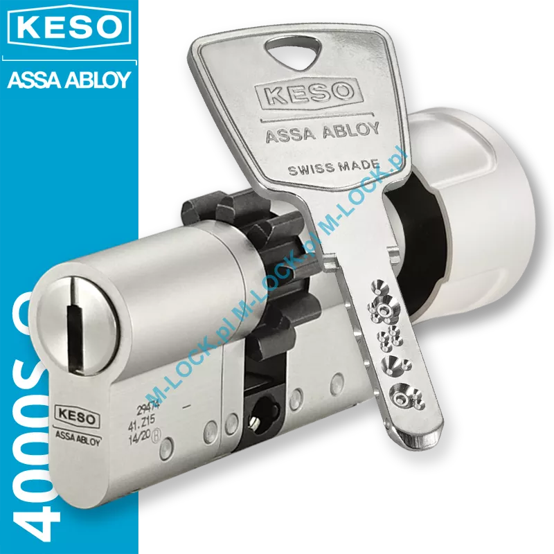 KESO 4000S Omega - wkładka patentowa z zębatką i pokrętłem, kolor: nikiel (konfigurator)