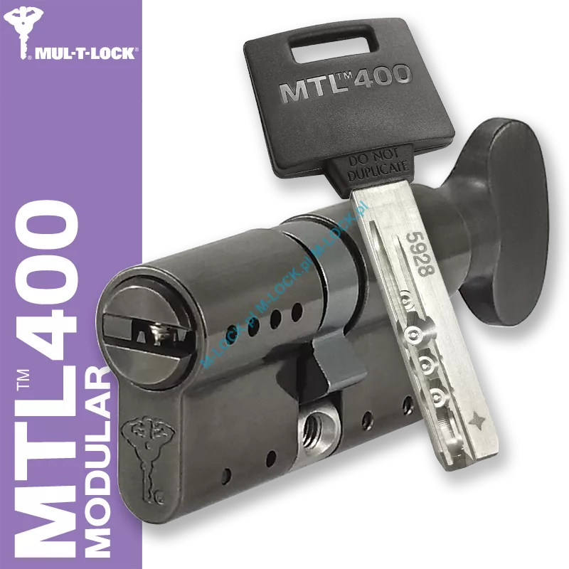 MUL-T-LOCK MTL 400 Modular / Classic PRO 31/31G1NB (62 mm), wkładka patentowa z pokrętłem - black nickel