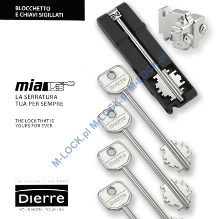 MIA 3230-5, wkładka do drzwi DIERRE (4 klucze 107 mm + klucz składany)