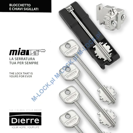 MIA 3230-5, wkładka do drzwi DIERRE (4 klucze 107 mm + klucz składany)