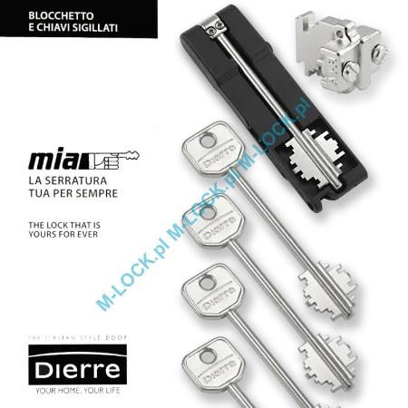 MIA 3230-5, wkładka do drzwi DIERRE (4 klucze 107 mm + klucz składany)