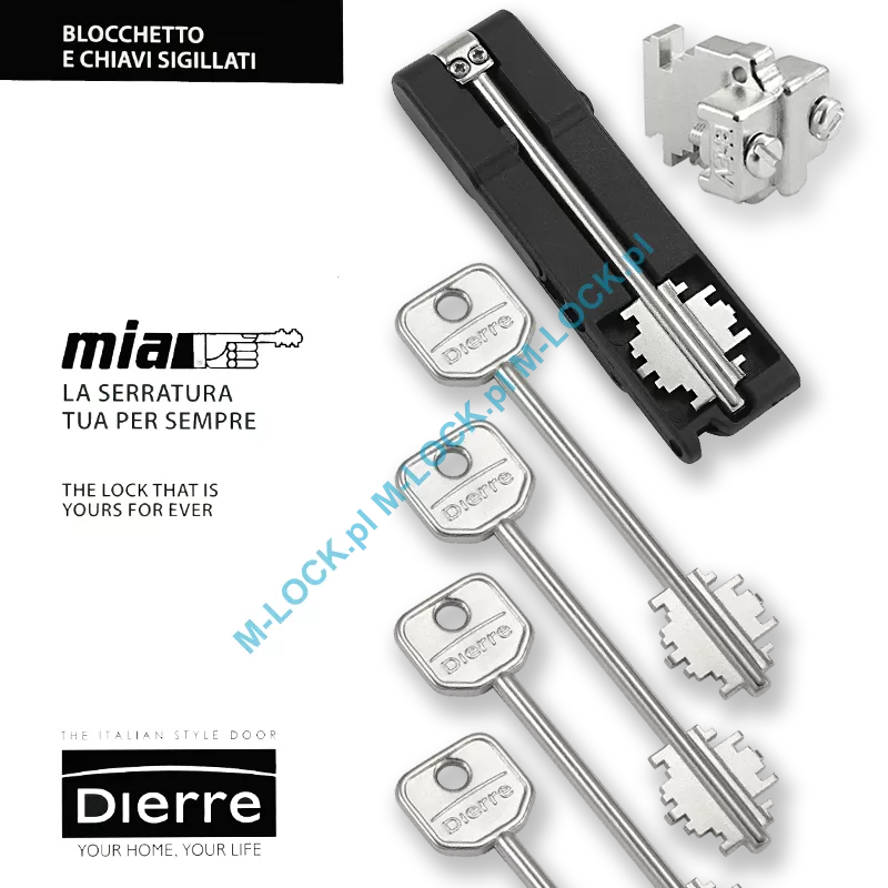 MIA 3230-5, wkładka do drzwi DIERRE (4 klucze 107 mm + klucz składany)