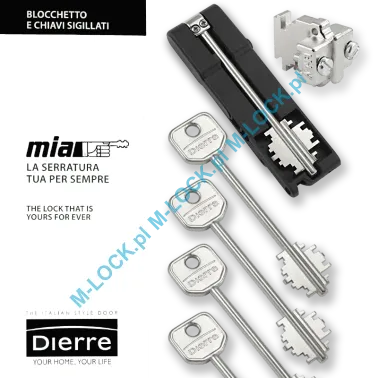 MIA 3230-5, wkładka do drzwi DIERRE (4 klucze 107 mm + klucz składany)