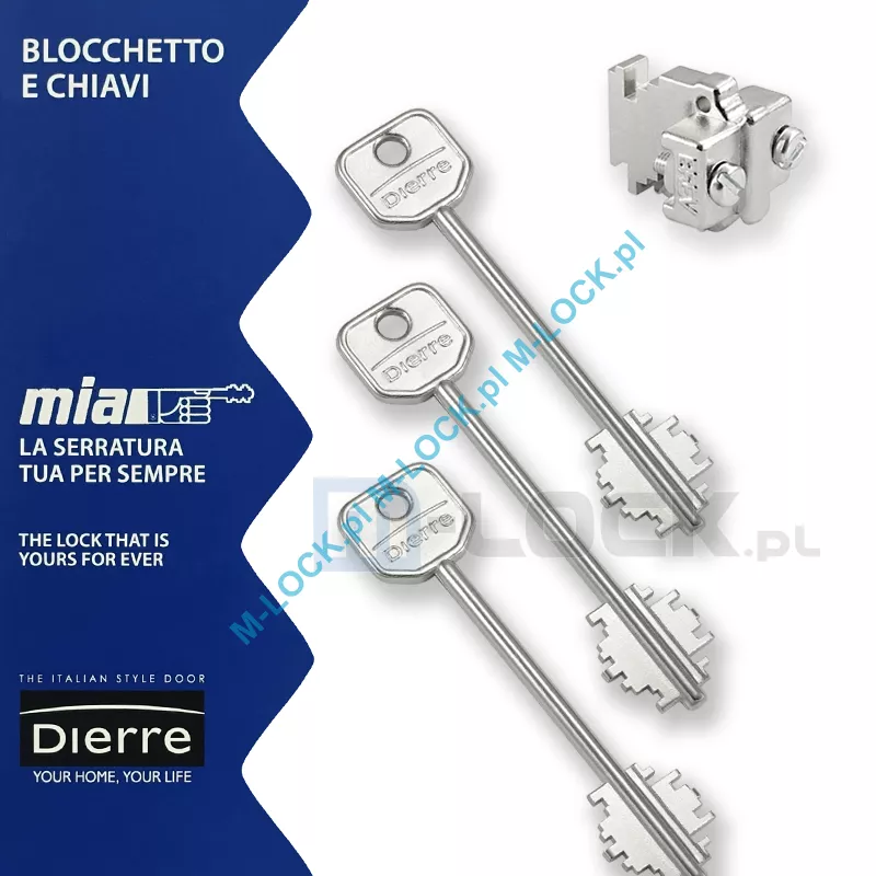 MIA 3810-3, wkładka do drzwi DIERRE (3 klucze 107 mm)