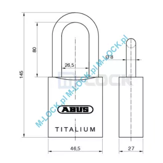 ABUS-86TI-45/HB80 TITALIUM / kłódka z wkładką EVVA AKURA 44, domówienie kłódki do kodu (do karty) - 7