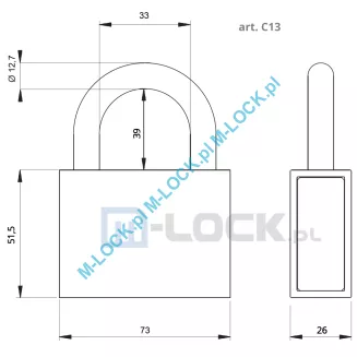 RB-C13-CAM10+, kłódka hartowana - 2