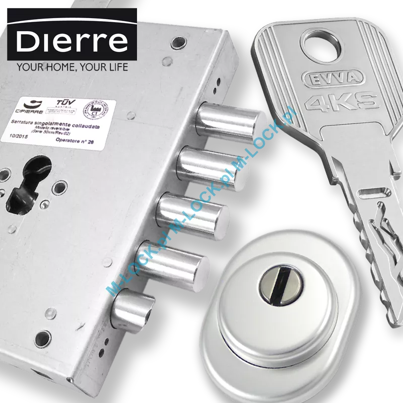 ZESTAW Nr 140A do drzwi Dierre - EVVA 4KS (montaż Warszawa)