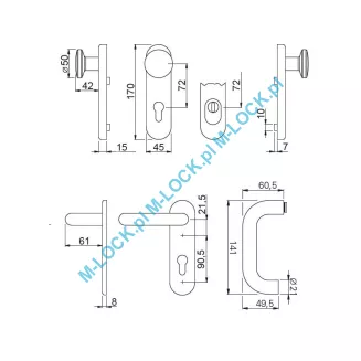Klamka antywłamaniowa PROTECTOR ES-170U-72Y-9-CS (stal nierdzewna) - 4