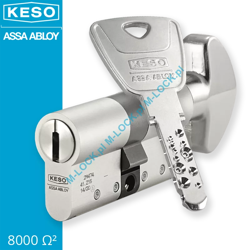 KESO 8000S Omega2 30/30G2NN (60 mm), wkładka patentowa z gałką