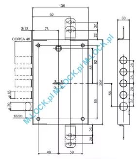 ISEO 608.28N, zamek centralny-rozporowy do drzwi De LOME, Padilla - 4