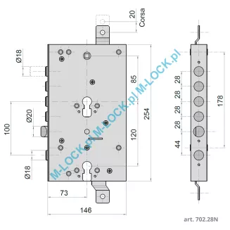 CIPIERRE 702.28N-1, zamek do drzwi DIERRE ASSO 3, ASSO 5 - 2