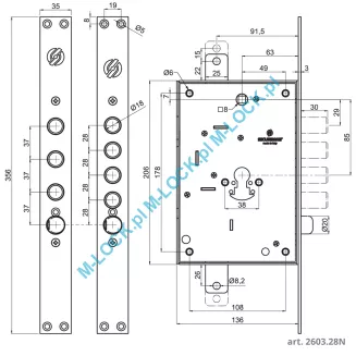 SECUREMME 2603.28N zamek centralny-rozporowy - 2