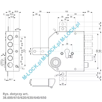 MOTTURA 38.650 zamek rozporowy na wkładkę patentową z zatrzaskiem - 12