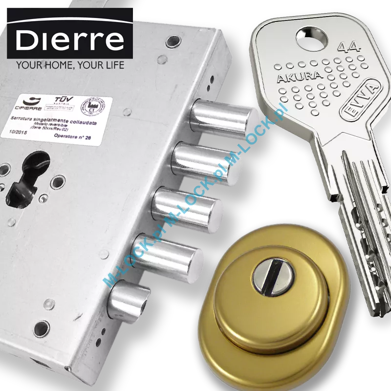 ZESTAW Nr 130B do drzwi Dierre - EVVA Akura 44 (montaż Warszawa)