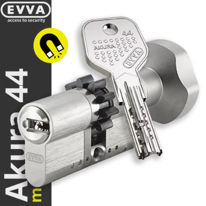 EVVA Akura 44 MAGNETIC - wkładka do zamka zębatką i pokrętłem, KONFIGURATOR - WSZYSTKIE WYMIARY